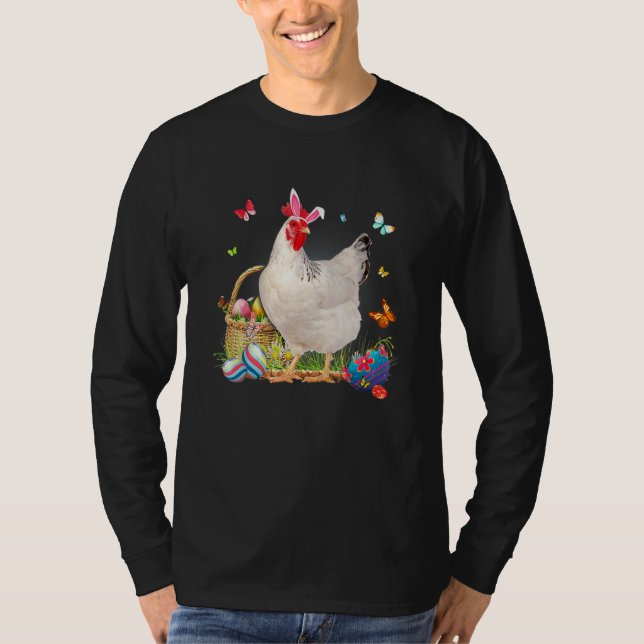 Cute Bunny Chicken Påsk Jaktar äggen Eas T Shirt (Framsida)