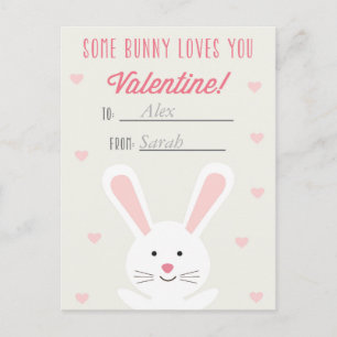 Cute Bunny Classroom Valentine-vykort Helg Vykort