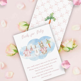 Cute Bunny Clothesline Baby Shower Book Request Tilläggskort