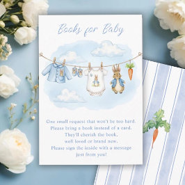 Cute Bunny Clothesline Baby Shower Book Request Tilläggskort