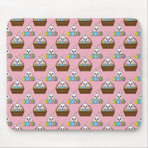 Cute Bunny Colorful Påskägg Hunt Basket Mönster Musmatta
