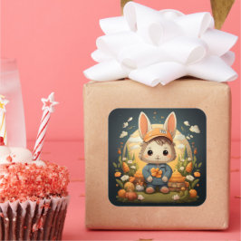 Cute bunny-dekal fyrkantigt klistermärke