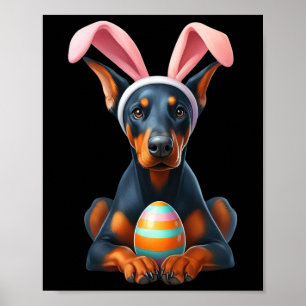 Cute Bunny Doberman Pinscher Hund Påsk Hug Eggs E Poster