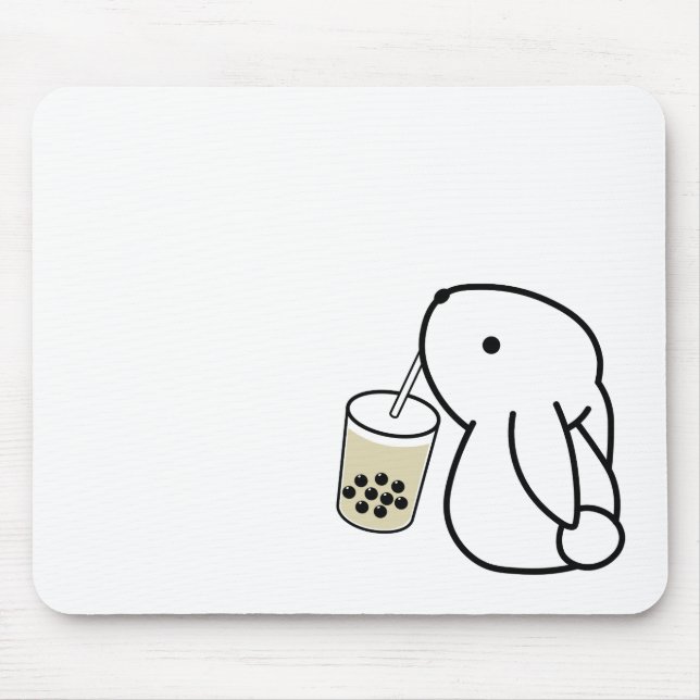 Cute Bunny Drinking Boba Tea Mouse Pad Musmatta (Framsidan)