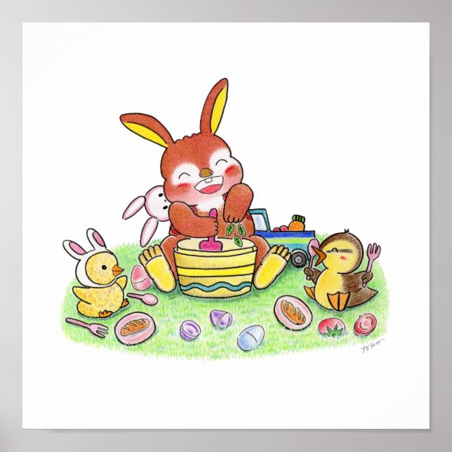 Cute Bunny Duck  Cooking Kids  Room Poster (Framsidan)