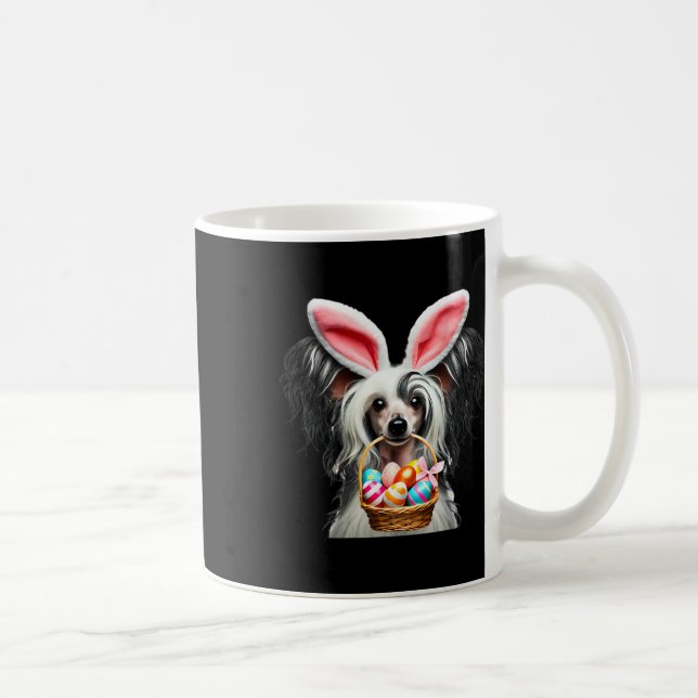 Cute Bunny Ear China Crested Hund Påskägg Hunt Kaffemugg (Höger)