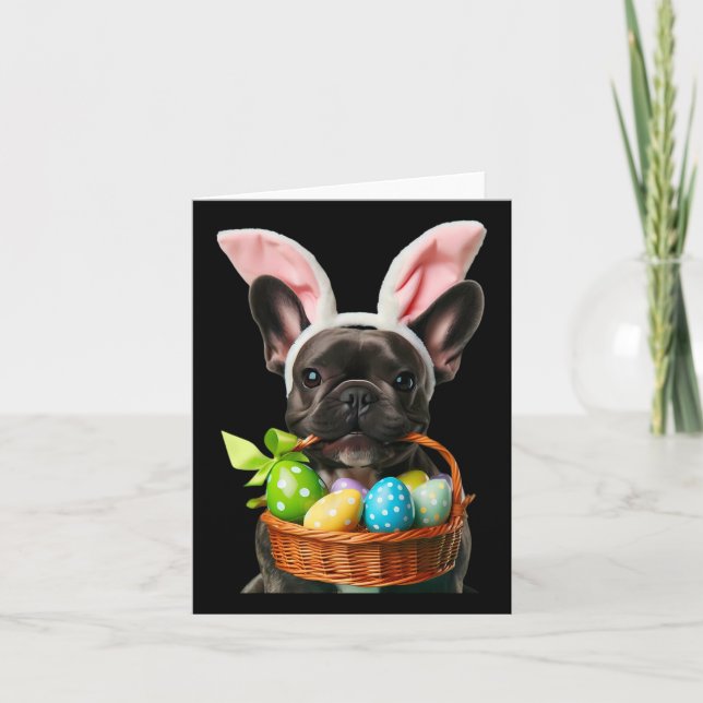 Cute Bunny Ear Fransk Bulldog Hund Bysk Kort (Framsida)
