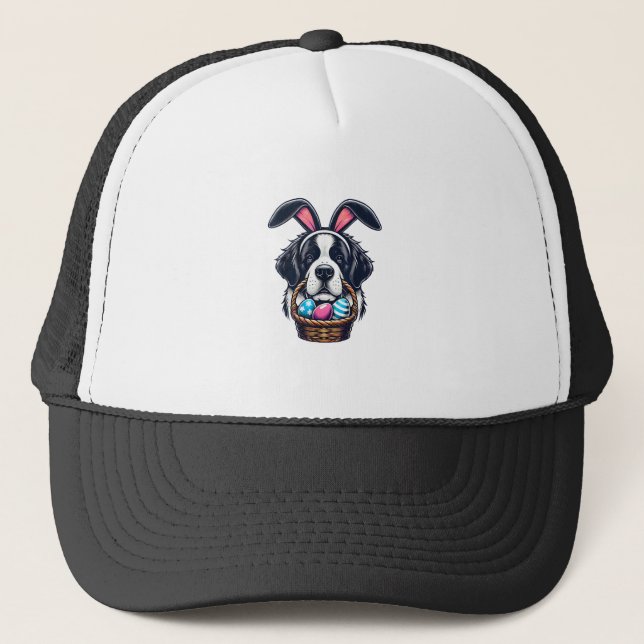 Cute Bunny Ear Saint Bernard Dog Easter Egg Owner  Keps (Framsida)