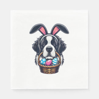 Cute Bunny Ear Saint Bernard Dog Easter Egg Owner  Pappersservett