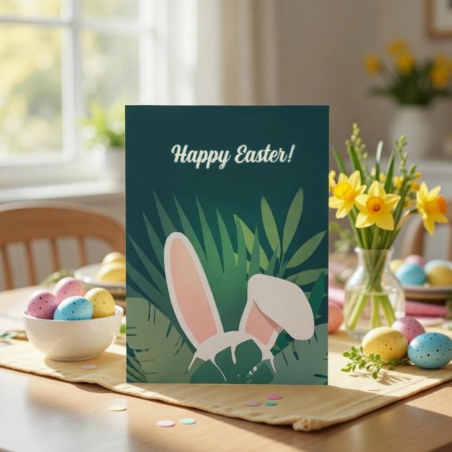 Cute Bunny Ears Easter Thank You Card Tack Kort (Skapare uppladdad)