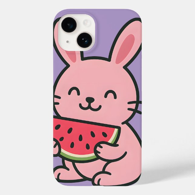 Cute Bunny Eating Carrot Telefon Case | Kawaii Rab (Baksida)