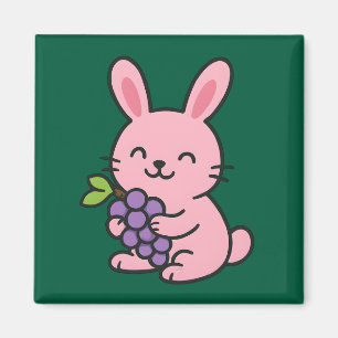 Cute Bunny Eating Graps - Agentes Köks Magnet