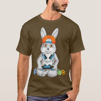 Cute Bunny Egg Funny Boys Girls Kids Gamer Lycklig T Shirt