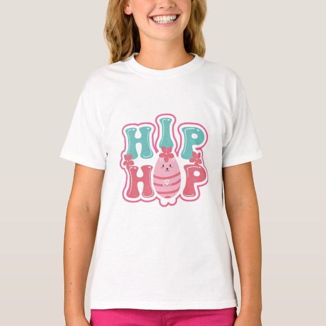 Cute Bunny Egg Hunt Hip hop Glad påsk T Shirt (Framsida)