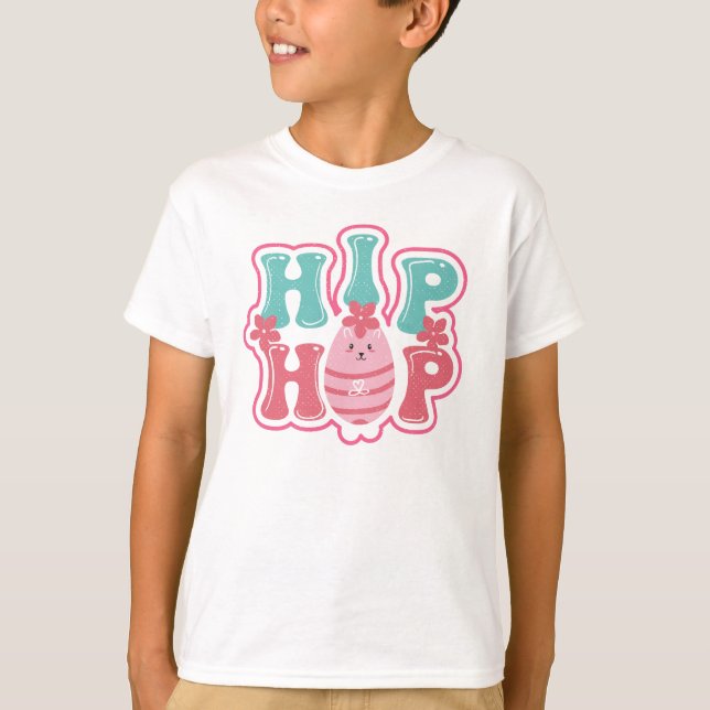 Cute Bunny Egg Hunt Hip hop Glad påsk T Shirt (Framsida)