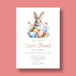 Cute Bunny Egg Hunt och Påsk Brunch Inbjudningar