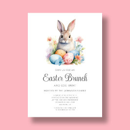Cute Bunny Egg Hunt och Påsk Brunch Inbjudningar