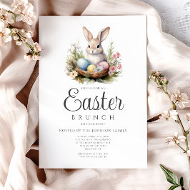 Cute Bunny Egg Hunt och Påsk Brunch Inbjudningar