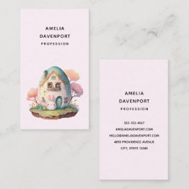 Cute Bunny & Egg Shaped House Pastel Färg Visitkort