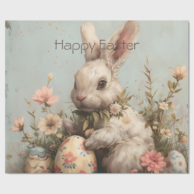 Cute Bunny Eggs Flowers Easter  Presentpapper (Platt)