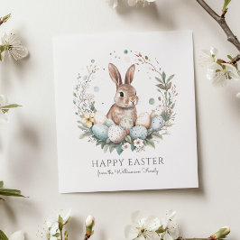 Cute Bunny Eggs Garland Wandeand Personlig Påsk Kort