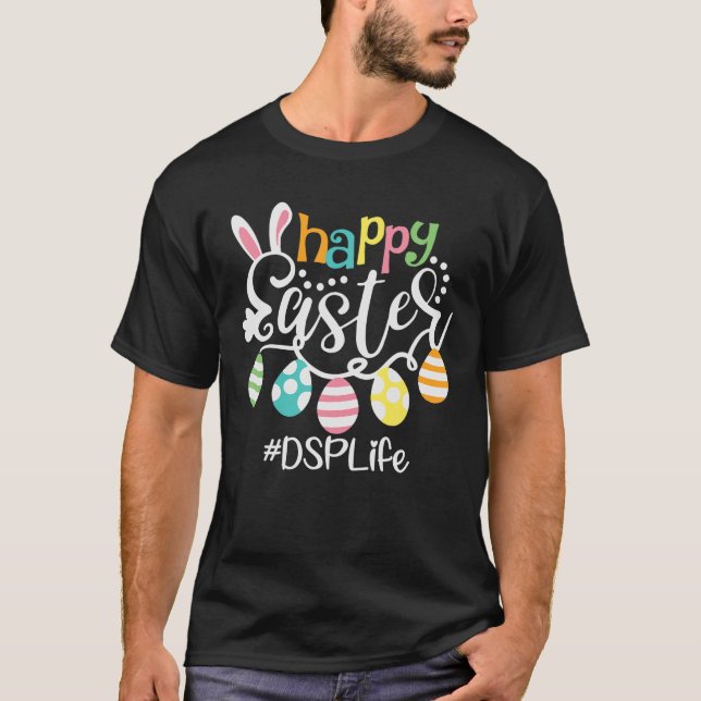 Cute Bunny Eggs Glad påsk DSP T Shirt (Framsida)