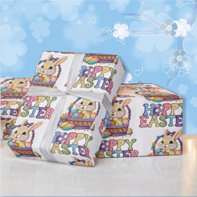 Cute Bunny & Eggs Hoppy Påsk Gift Presentpapper (Skapare uppladdad)