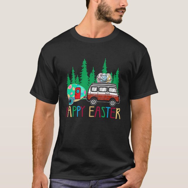 Cute Bunny Eggs Påsk Camping Glad påsk Day Ca T Shirt (Framsida)