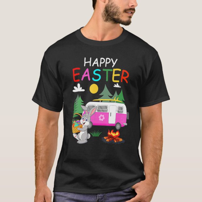 Cute Bunny Eggs Påsk Camping Glad påsk Day T Shirt (Framsida)