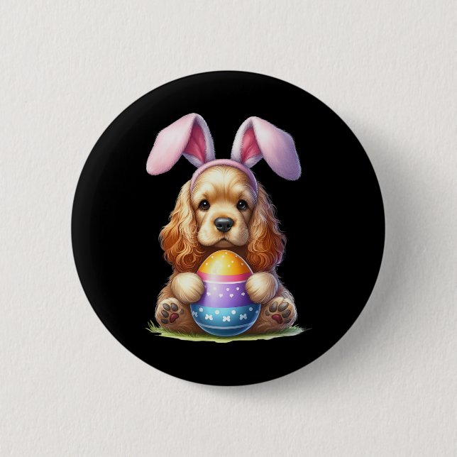 Cute Bunny Er Spain Hund Påsk Hug Eggs Påsk D Knapp (Framsida)