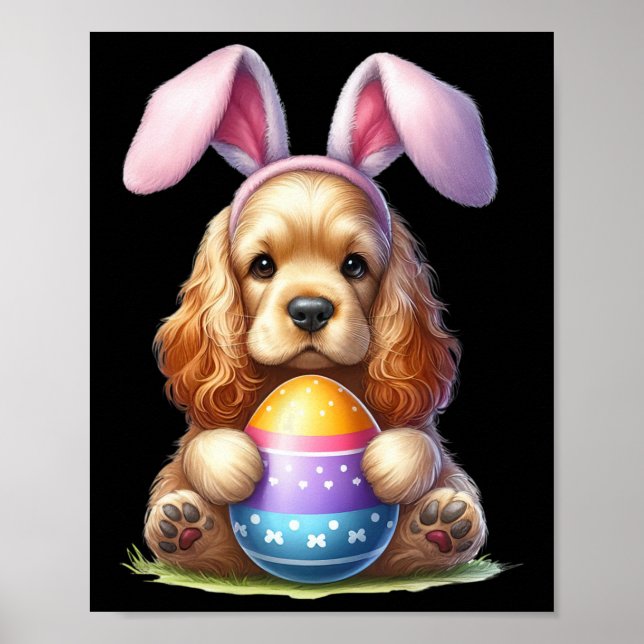 Cute Bunny Er Spain Hund Påsk Hug Eggs Påsk D Poster (Framsidan)