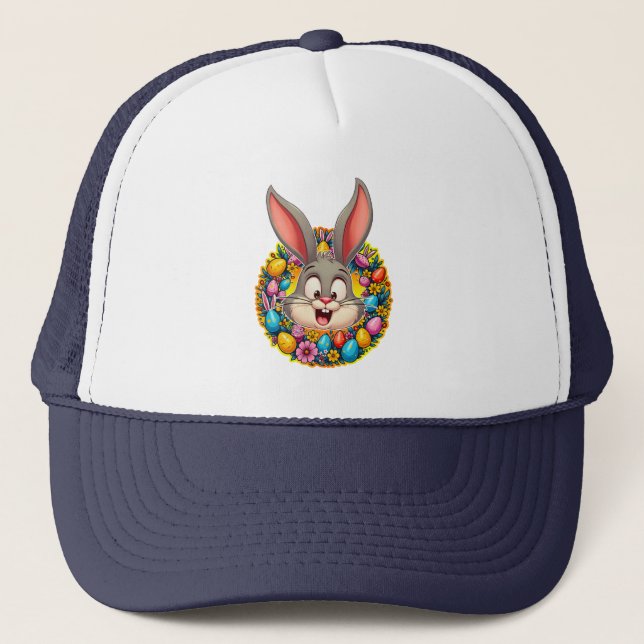 Cute Bunny Face – Easter Wreath Style boné Keps (Framsida)