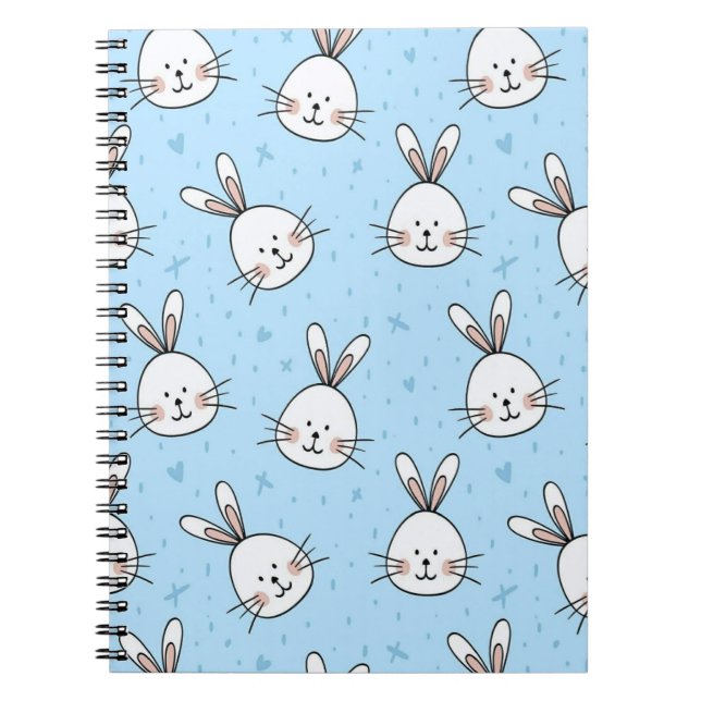 Cute Bunny Face Seamless Pattern Anteckningsbok (Framsidan)