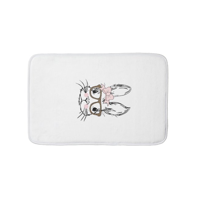 Cute Bunny Face Shirt Leopard Print Glasses EASTER Badrumsmatta (Framsidan)