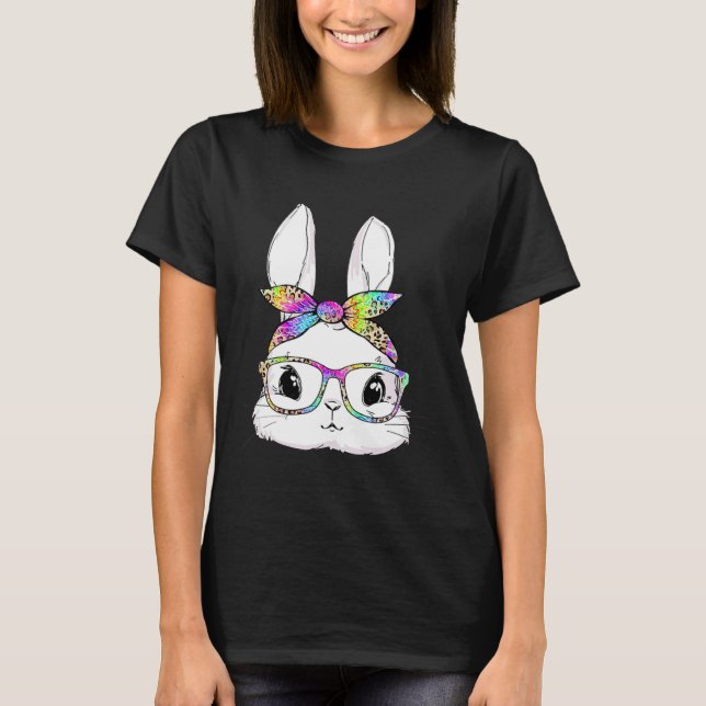 Cute Bunny Face Tie Dye Glasses Easter Day T Shirt (Framsida)