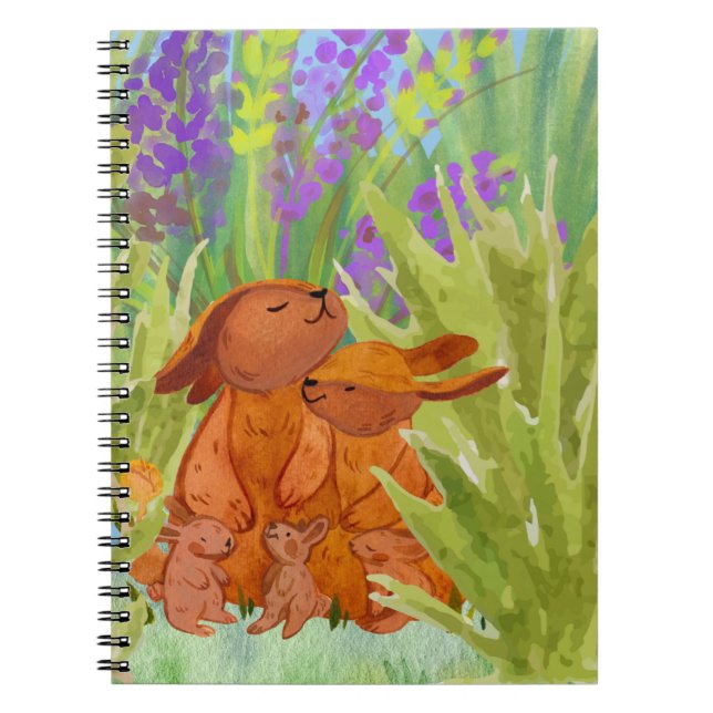 Cute Bunny-familjen i naturen Anteckningsbok (Framsidan)