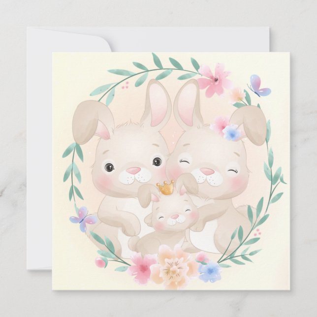 Cute Bunny Family Julkort (Framsida)