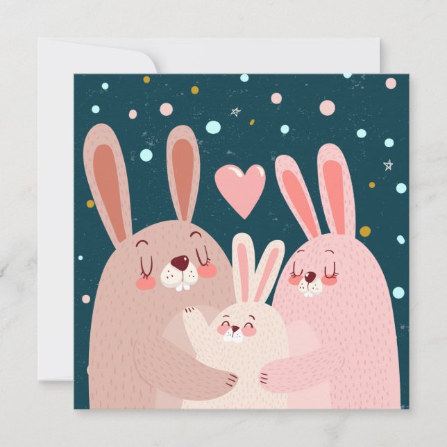 Cute Bunny Family Postcard Julkort (Framsida)