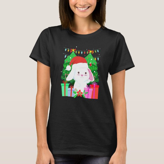 Cute bunny fir tree Christmas T Shirt (Framsida)