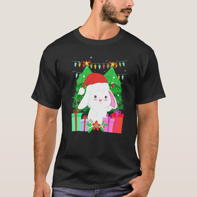 Cute bunny fir tree Christmas T Shirt (Framsida)