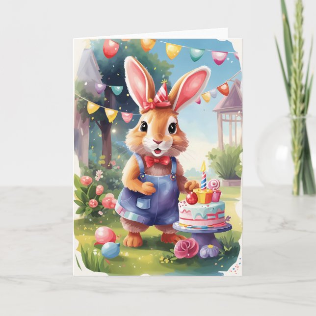Cute bunny, fira utomhus i trädgården | Kort (Framsida)