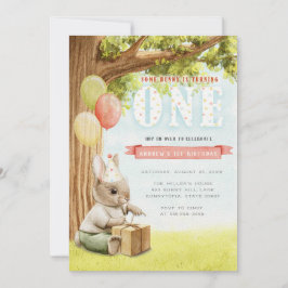 Cute Bunny First Birthday-inbjudan Inbjudningar