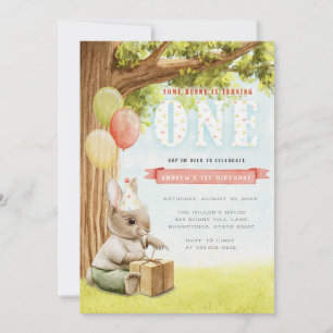 Cute Bunny First Birthday-inbjudan Inbjudningar
