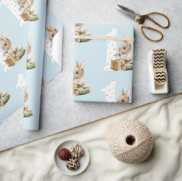 Cute Bunny First Birthday Wrapping Papper Presentpapper