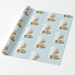 Cute Bunny First Birthday Wrapping Papper Presentpapper