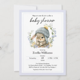 Cute Bunny Flowers Spring Baby Shower Invitation