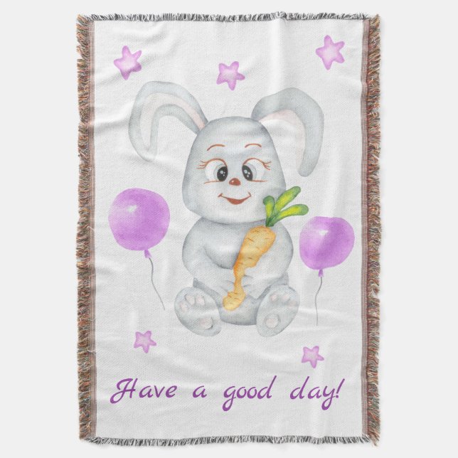 Cute Bunny för en positiv stämning Poster Filt (Framsidan Vertikal)