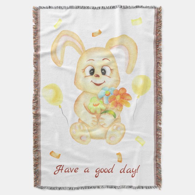 Cute Bunny för en positiv stämning Poster Filt (Framsidan Vertikal)