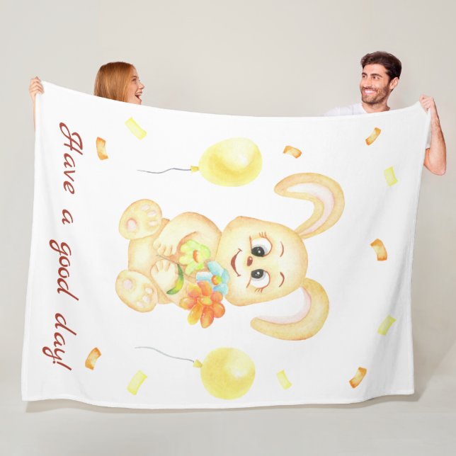 Cute Bunny för en positiv stämning Poster Fleecefilt (På plats)