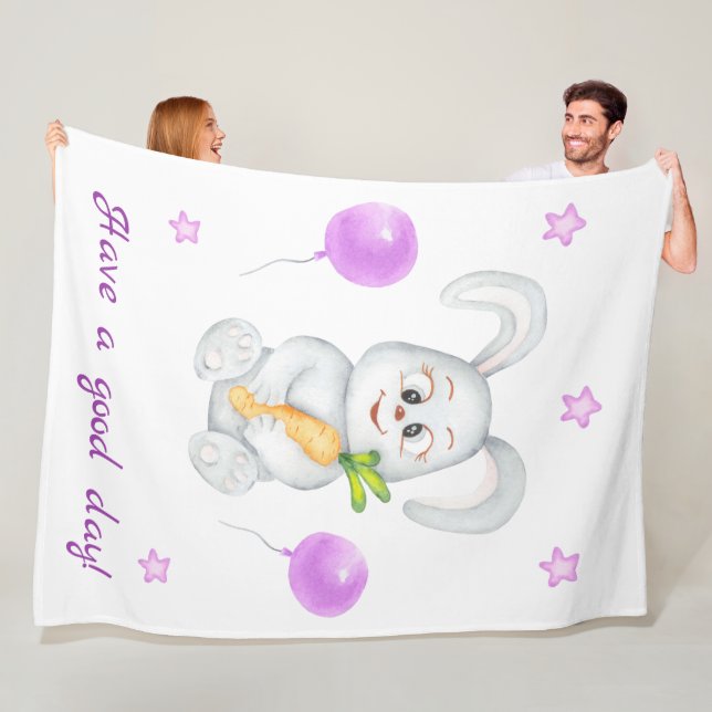 Cute Bunny för en positiv stämning Poster Fleecefilt (På plats)